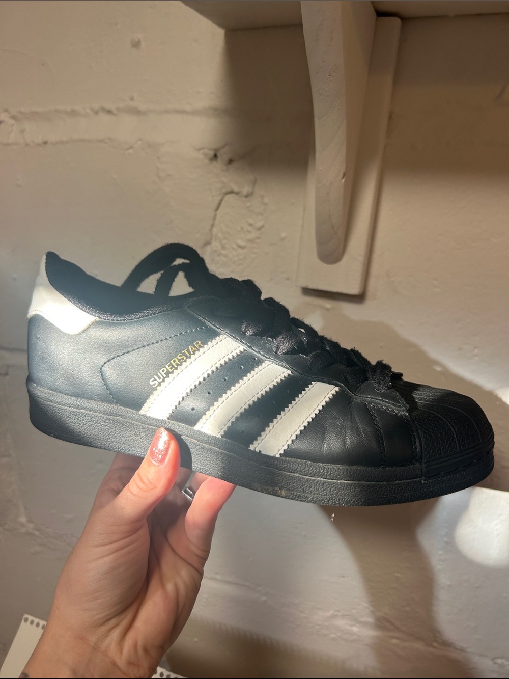 adidas Black Leather Sneakers with White Stripes